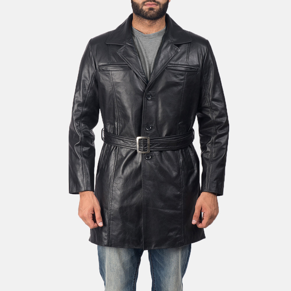 
Jordan Μαύρο Δερμάτινο Παλτό Ανδρικό in Black Cowhide Leather - Μπροστινή όψη & εφαρμοστή σιλουέτα | Αγορά online