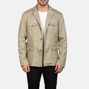 
Kajetan Beige Safari Δερμάτινο Μπουφάν Ανδρικό in Beige Poly-Cotton - Μπροστινή όψη & εφαρμοστή σιλουέτα | Αγορά online