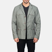 
Kajetan Grey Safari Δερμάτινο Μπουφάν Ανδρικό in Grey Poly-Cotton - Μπροστινή όψη & εφαρμοστή σιλουέτα | Αγορά online