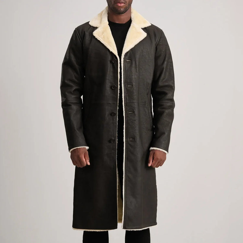 Kolby Καφέ Shearling Δερμάτινο Παλτό Ανδρικό