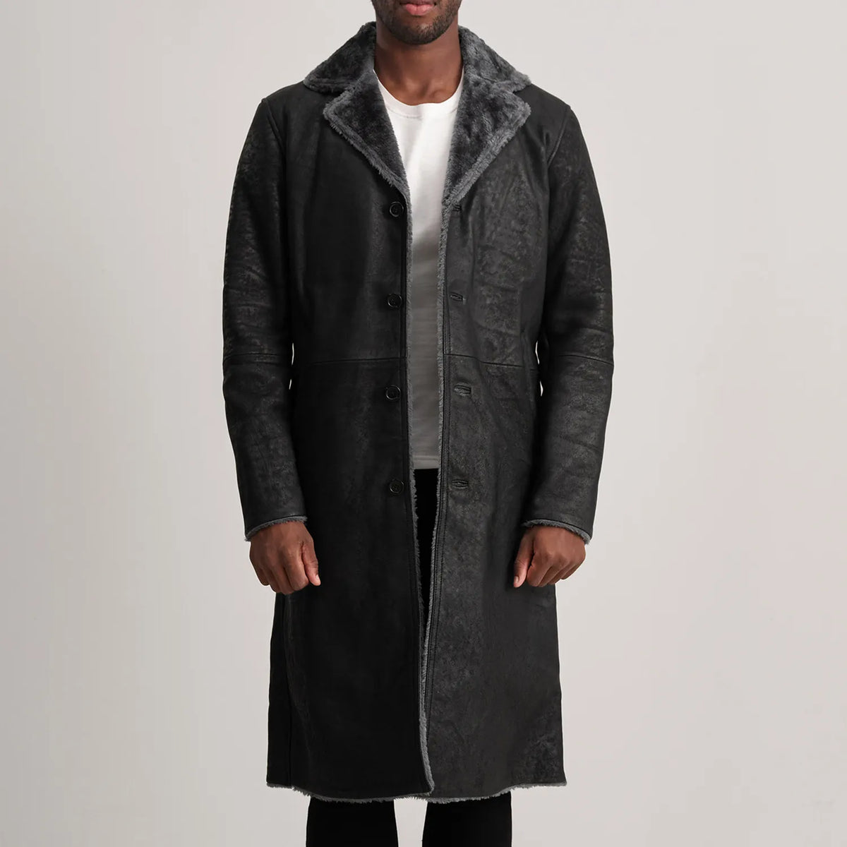 
Kolby Distressed Black Shearling Long Coat in Distressed Black Sheepskin Snuffed - Μπροστινή όψη & εφαρμοστή σιλουέτα | Αγορά online