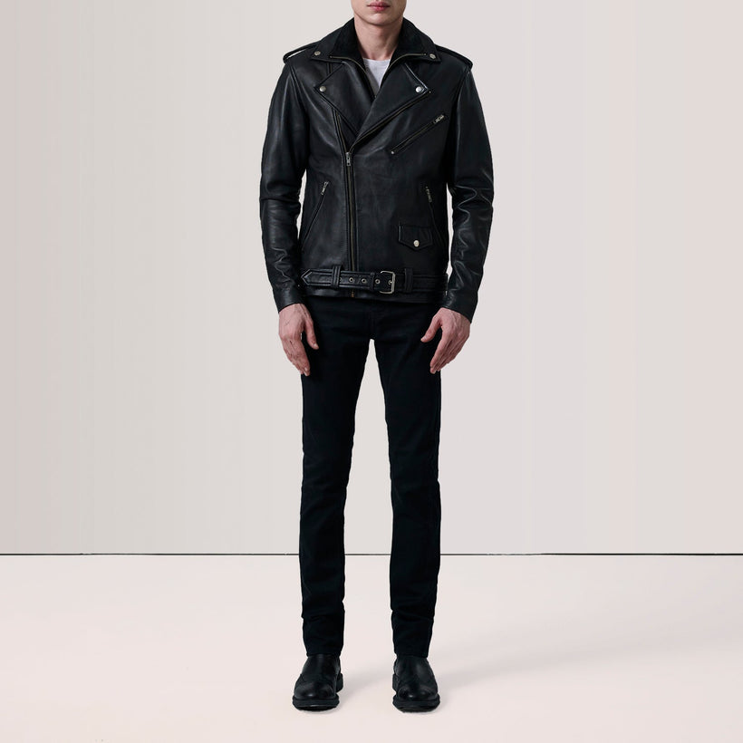 Kole Μαύρο Leather Double Rider Δερμάτινο Μπουφάν Ανδρικό