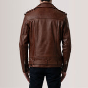 
Κοντινό πλάνο λεπτομέρειας of Notch & Zipper & Waist Straps Hardware on Kole Waxed Καφέ Leather Double Rider Δερμάτινο Μπουφάν Ανδρικό