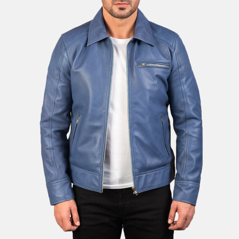Lavendard Δερμάτινο Μπουφάν Biker Ανδρικό