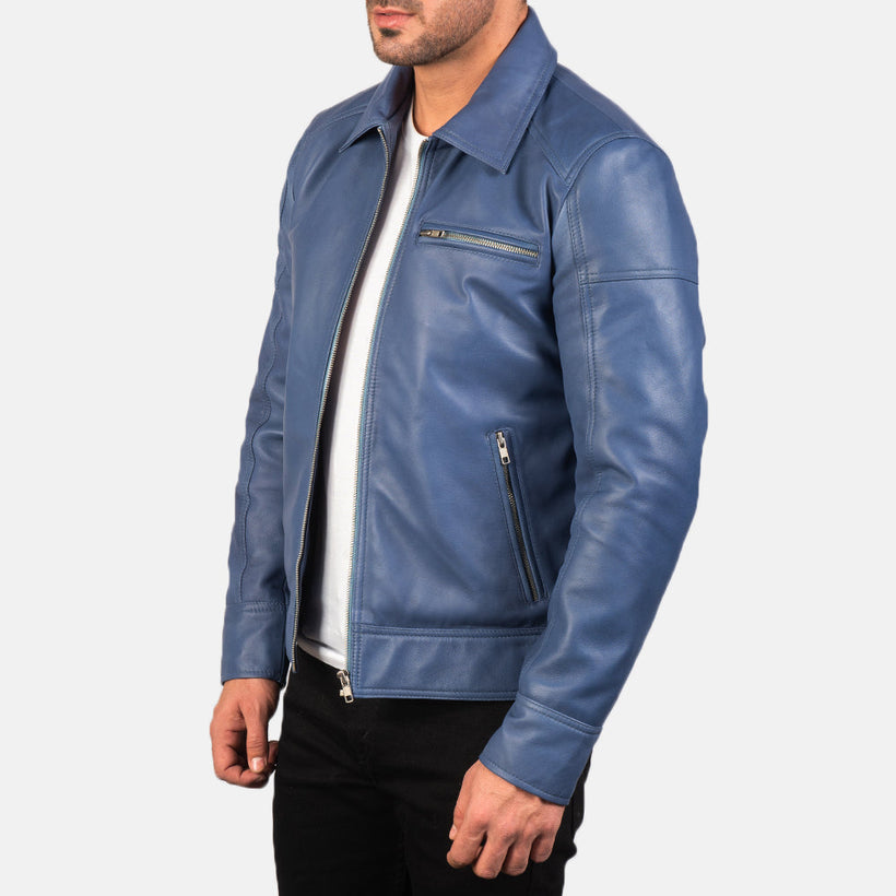 Lavendard Δερμάτινο Μπουφάν Biker Ανδρικό