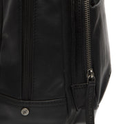 Santana Full-Grain Leather Backpack - Structured Side Profile Showing Gusset Depth &amp; Expansion Capacity