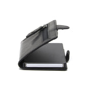 Solid Antique Brass Hardware &amp; Heavy-Duty Dual Zipper Detail on Baldwin Full-Grain Leather Card Holder