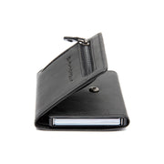 Solid Antique Brass Hardware &amp; Heavy-Duty Dual Zipper Detail on Gabriela Full-Grain Leather Card Holder