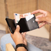 Lancaster Full-Grain Leather Card Holder - Structured Side Profile Showing Gusset Depth &amp; Expansion Capacity