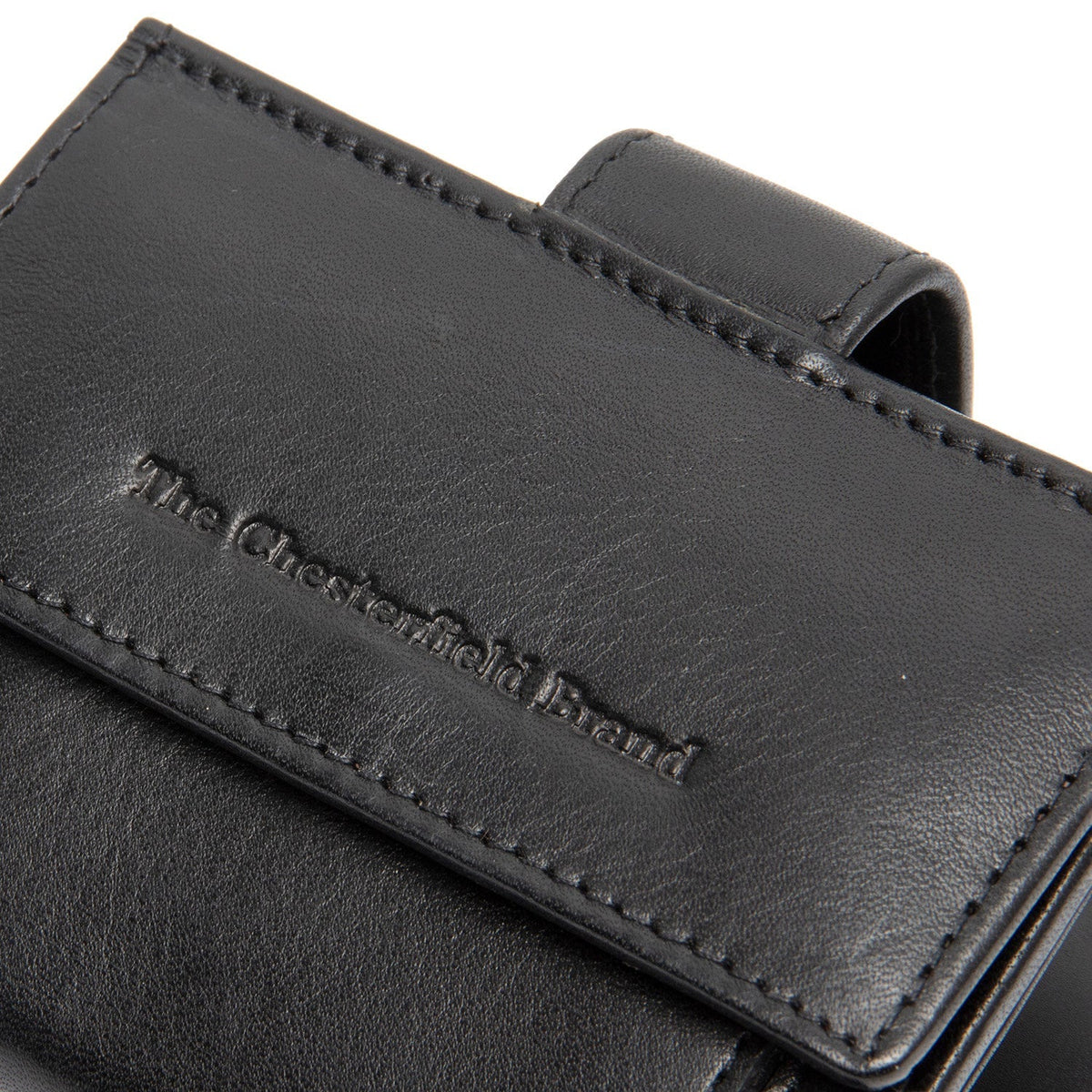 Solid Antique Brass Hardware &amp; Heavy-Duty Dual Zipper Detail on Lesina Full-Grain Leather Card Holder