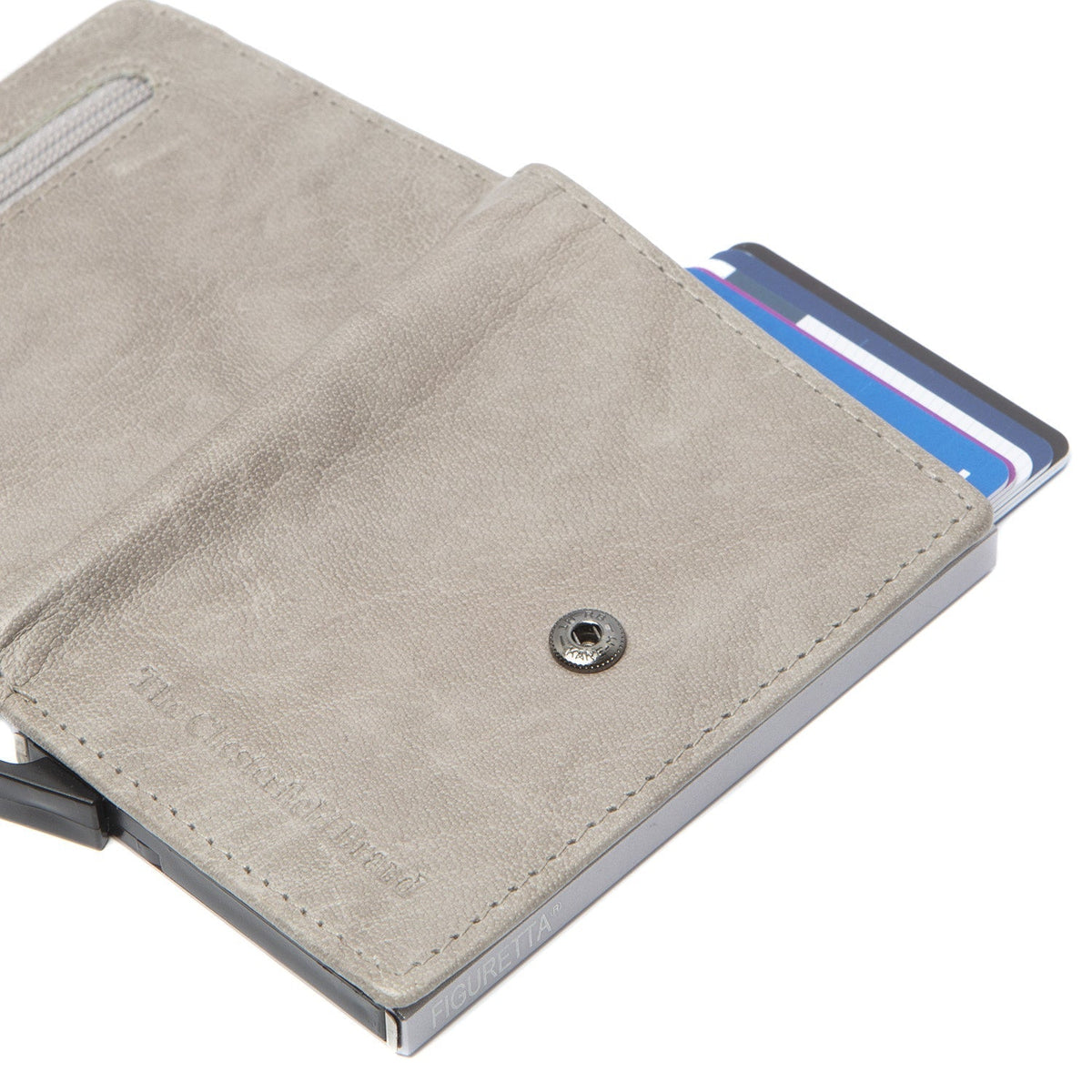 
Light Grey Leather Card Holder Prague, detail view 1