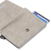 
Light Grey Leather Card Holder Prague, detail view 1
