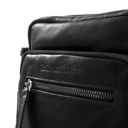 Solid Antique Brass Hardware &amp; Heavy-Duty Dual Zipper Detail on Birmingham Full-Grain Leather Crossbody Bag