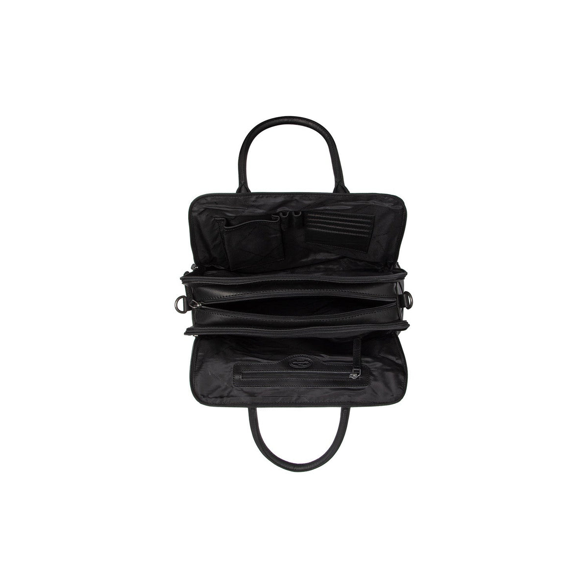 Close-Up Detail of Classic Collar &amp; Heavy-Duty Zipper Hardware on Layton Full-Grain Leather Handbag