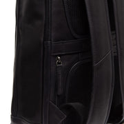 Solid Antique Brass Hardware & Heavy-Duty Dual Zipper Detail on Detroit Full-Grain Leather Laptop Backpack