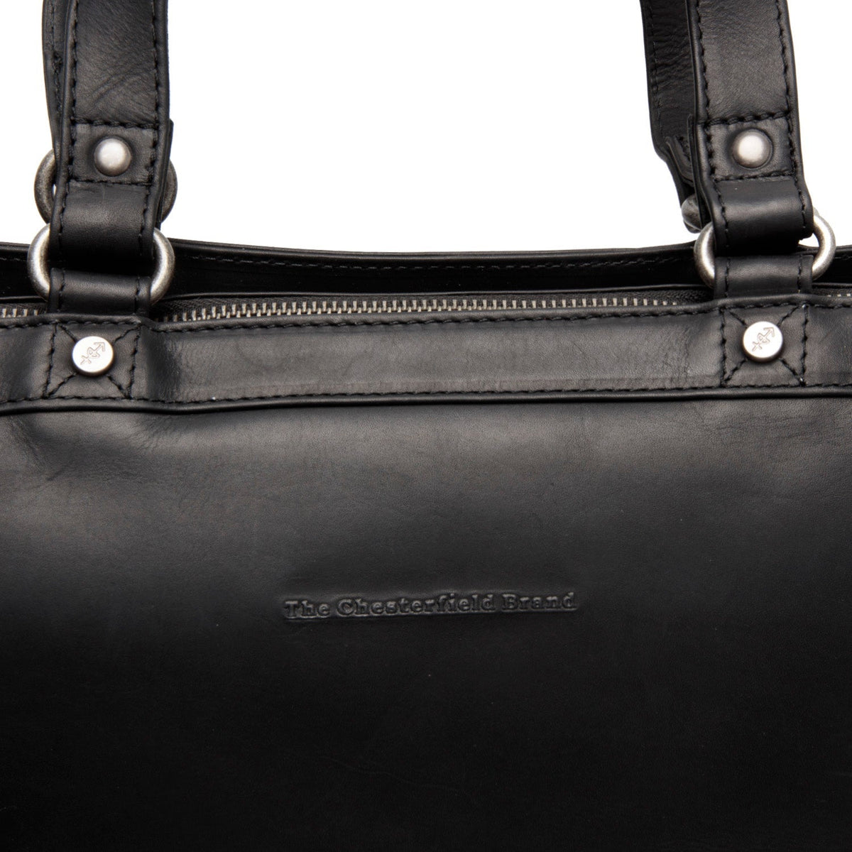 
Solid Antique Brass Hardware & Heavy-Duty Dual Zipper Detail on Manly Δερμάτινη τσάντα laptop