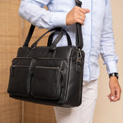 
Classic 100% Full-Grain leather Briefcase - Πίσω όψη με ενισχυμένους δερμάτινους ιμάντες