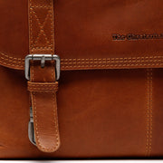 Solid Antique Brass Hardware &amp; Heavy-Duty Dual Zipper Detail on Veneto Full-Grain Leather Laptop Bag