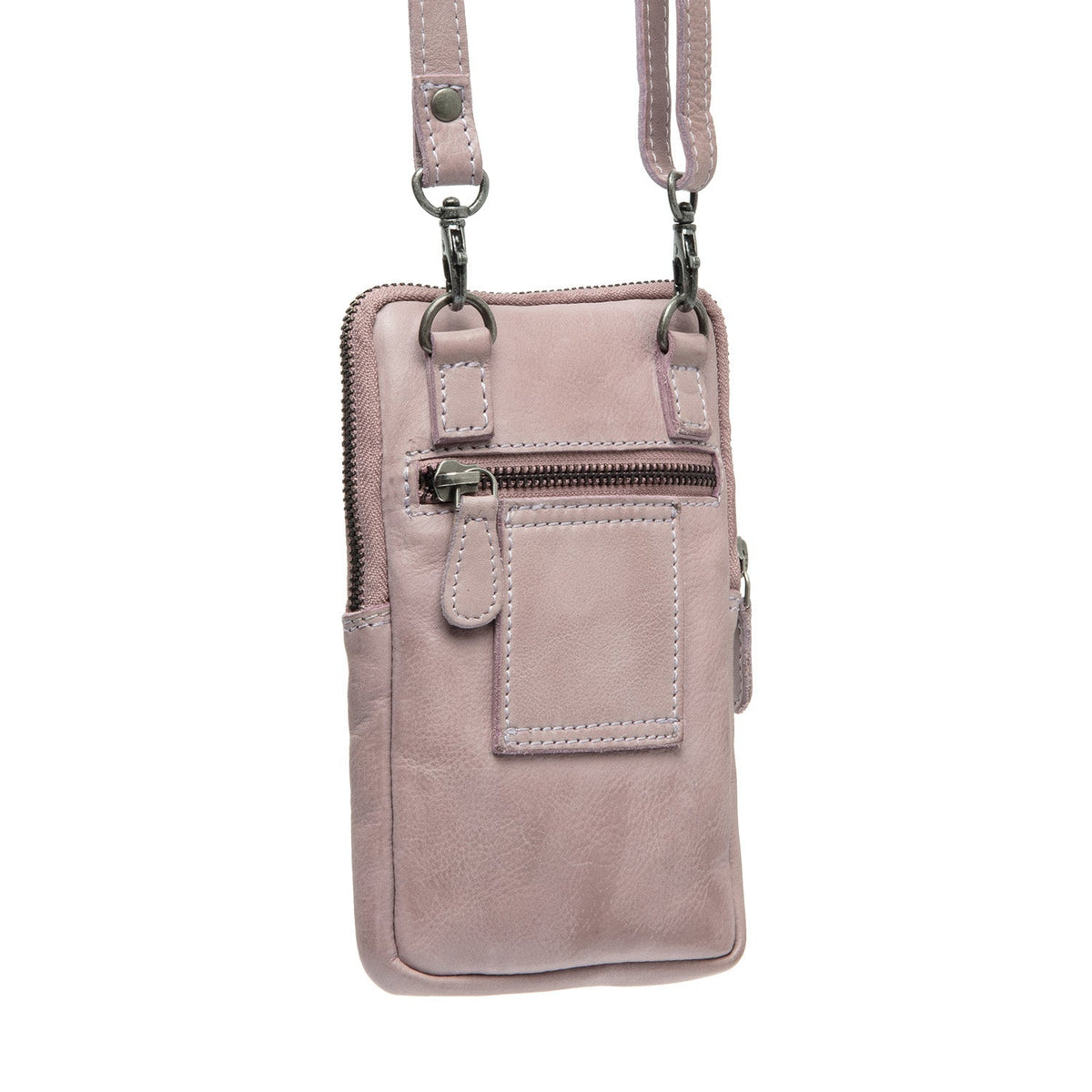 Tailored Rib Cuffs &amp; Hem Craftsmanship Construction Detail on Salta Full-Grain Leather Phone Bag