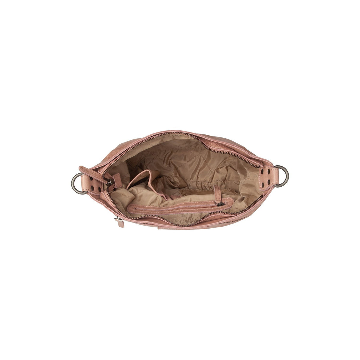 
Solid Antique Brass Hardware & Heavy-Duty Dual Zipper Detail on Lucy Δερμάτινη τσάντα ώμου