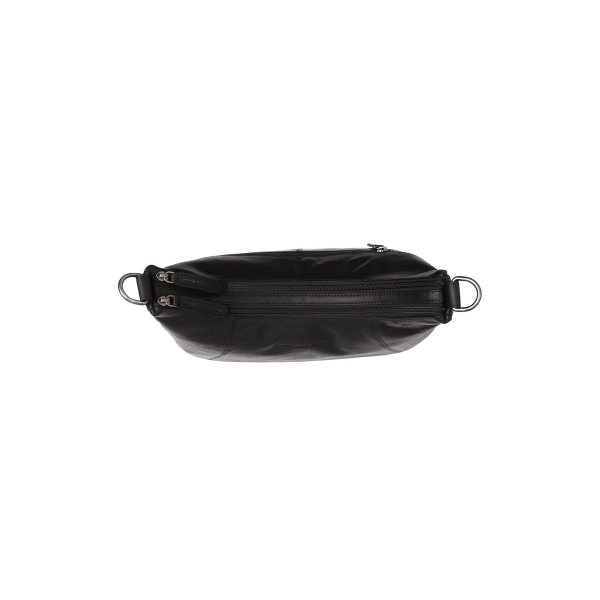 Solid Antique Brass Hardware &amp; Heavy-Duty Dual Zipper Detail on Marle Full-Grain Leather Shoulder Bag