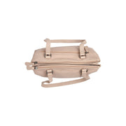 Solid Antique Brass Hardware &amp; Heavy-Duty Dual Zipper Detail on Marvos Full-Grain Leather Shoulder Bag