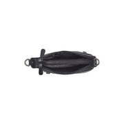 Solid Antique Brass Hardware &amp; Heavy-Duty Dual Zipper Detail on Mirave Full-Grain Leather Shoulder Bag