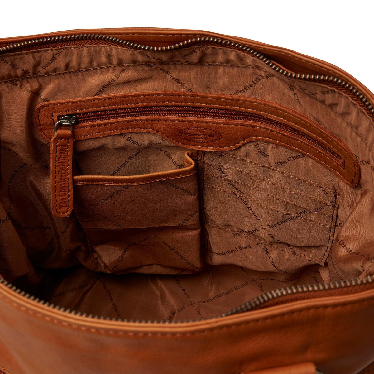 Solid Antique Brass Hardware &amp; Heavy-Duty Dual Zipper Detail on Rome Full-Grain Leather Shoulder Bag