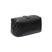 Tailored Rib Cuffs &amp; Hem Craftsmanship Construction Detail on Biassa Full-Grain Leather Toiletry Bag
