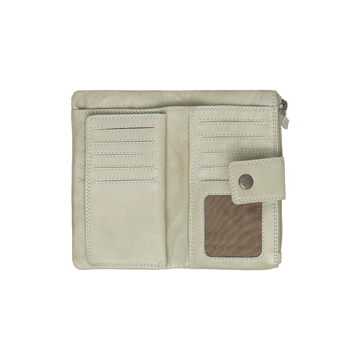 Solid Antique Brass Hardware &amp; Heavy-Duty Dual Zipper Detail on Fresno Full-Grain Leather Wallet