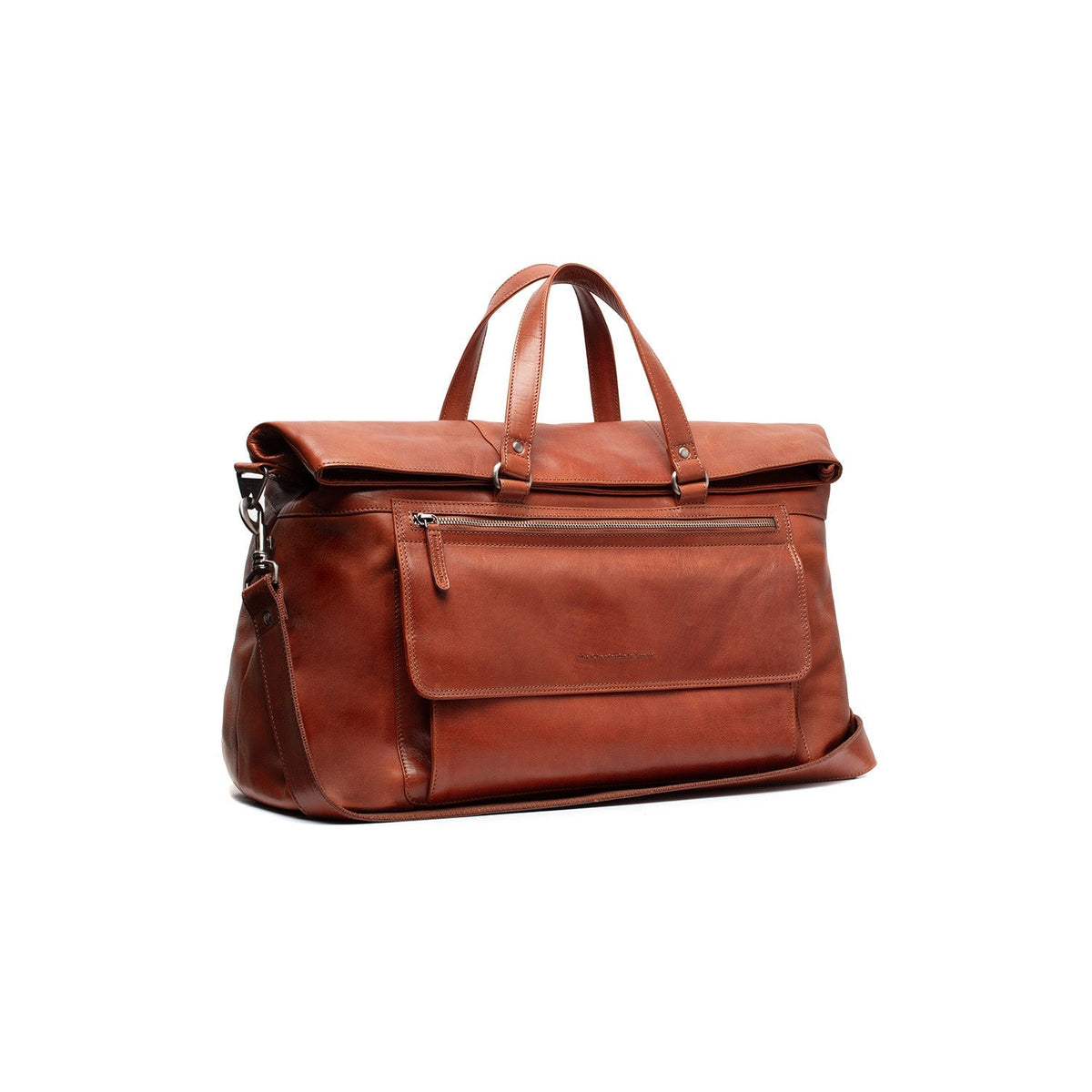 
Cognac Leather Weekender Bag Lazio, front view