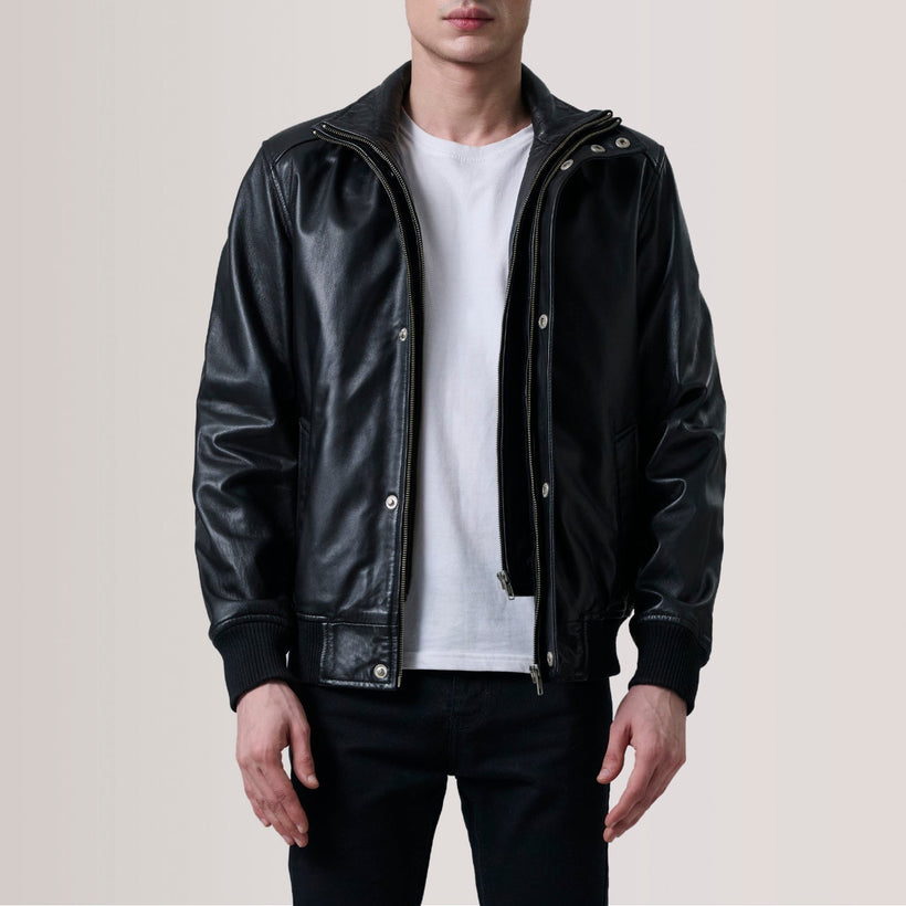 Lester Καφέ Suede Δερμάτινο Μπουφάν Bomber Ανδρικό