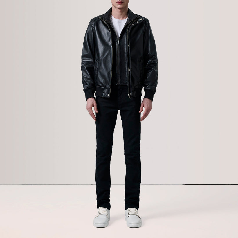 Lester Καφέ Suede Δερμάτινο Μπουφάν Bomber Ανδρικό