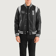 
Liberte Illinois Μαύρο Leather Varsity Δερμάτινο Μπουφάν Ανδρικό in Black & White Sheepskin Leather - Μπροστινή όψη & εφαρμοστή σιλουέτα | Αγορά online
