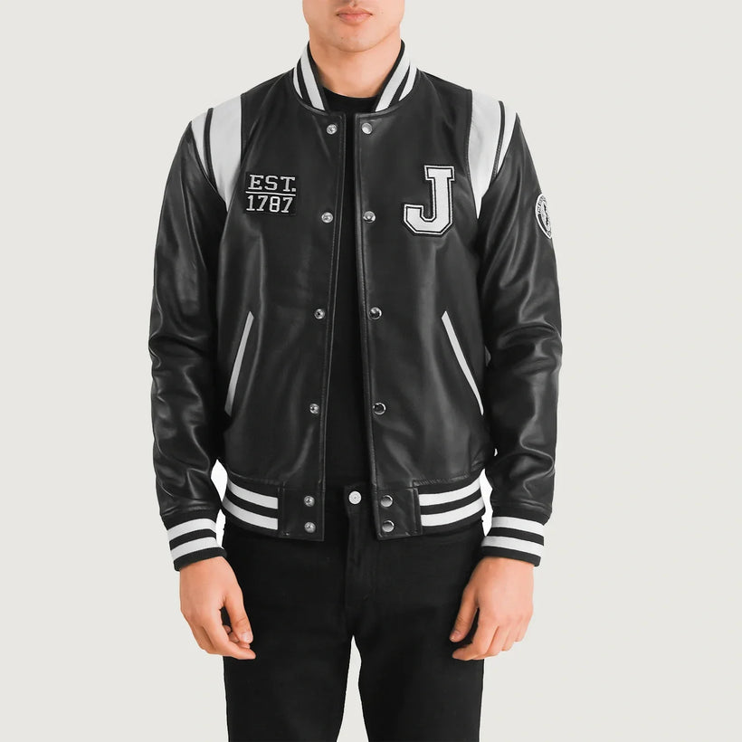 Liberte New Jersey Μαύρο Leather Varsity Δερμάτινο Μπουφάν Ανδρικό