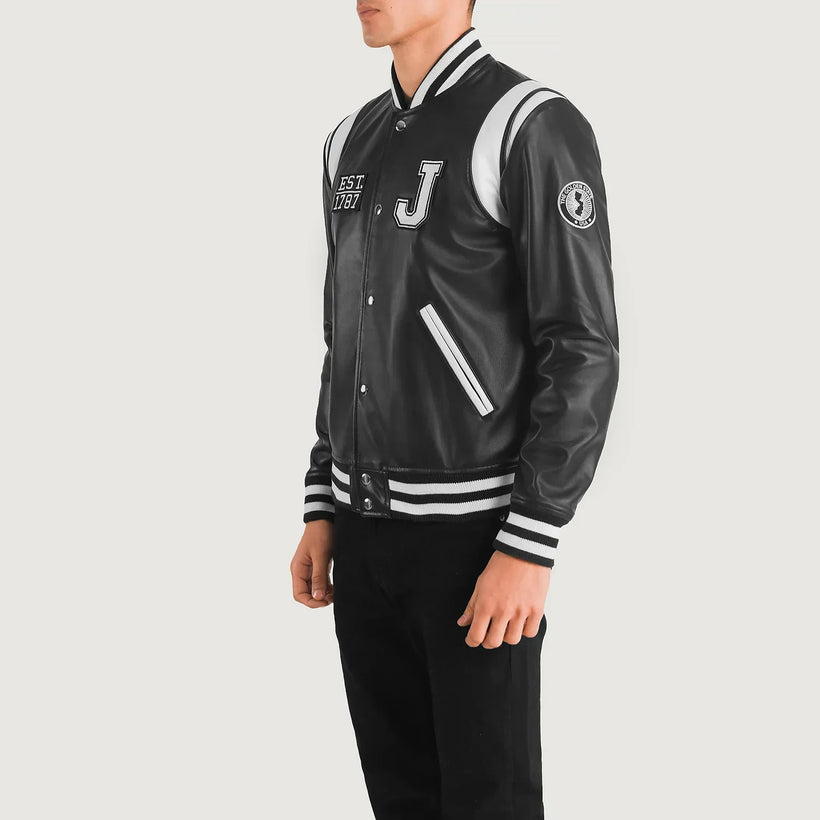 Liberte New Jersey Μαύρο Leather Varsity Δερμάτινο Μπουφάν Ανδρικό