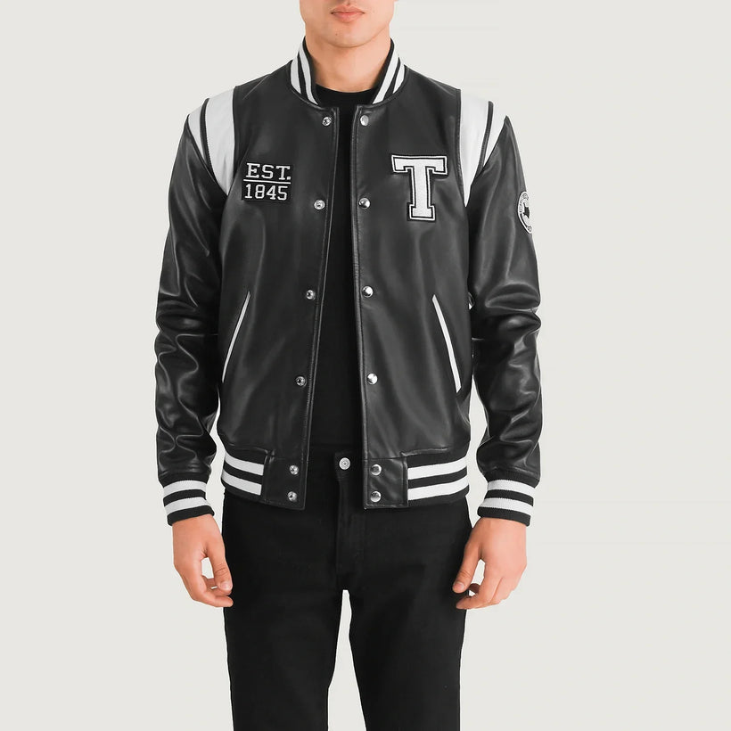 Liberte Texas Μαύρο Leather Varsity Δερμάτινο Μπουφάν Ανδρικό