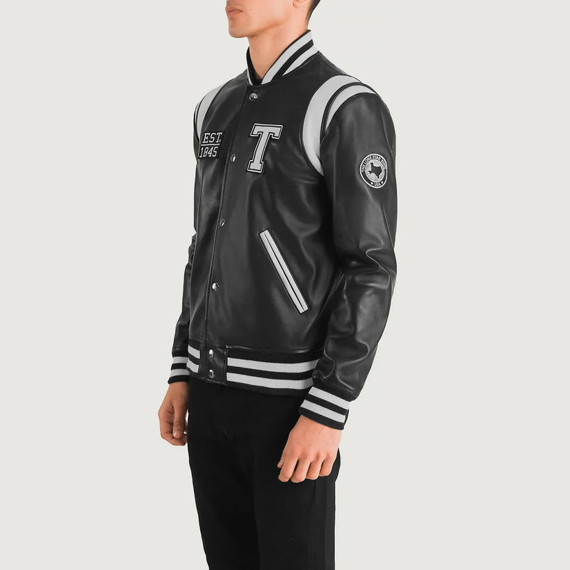 Liberte Texas Μαύρο Leather Varsity Δερμάτινο Μπουφάν Ανδρικό
