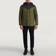 
Luka Μαύρο & Χακί Hooded Puffer Δερμάτινο Μπουφάν Ανδρικό - Πλαϊνή όψη που αναδεικνύει το κόψιμο των μανικιών