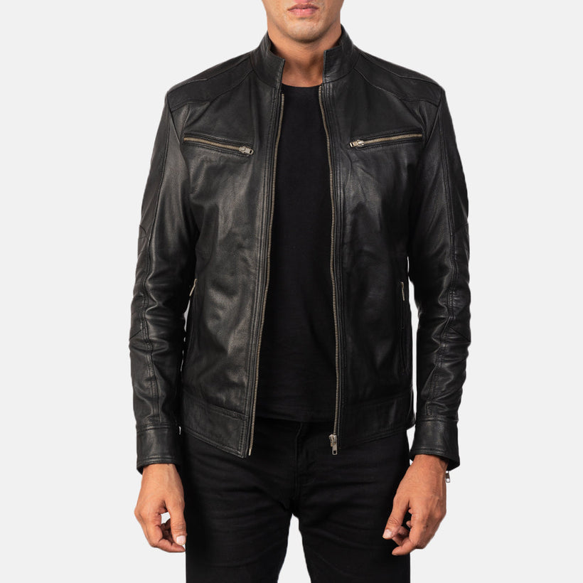 Mack Μαύρο Δερμάτινο Μπουφάν Biker Ανδρικό