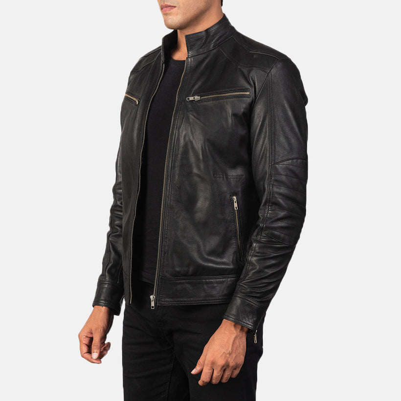 Mack Μαύρο Δερμάτινο Μπουφάν Biker Ανδρικό