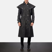 
Maverick Μαύρο Leather Duster Ανδρικό in Distressed Black Sheepskin Snuffed - Μπροστινή όψη & εφαρμοστή σιλουέτα | Αγορά online