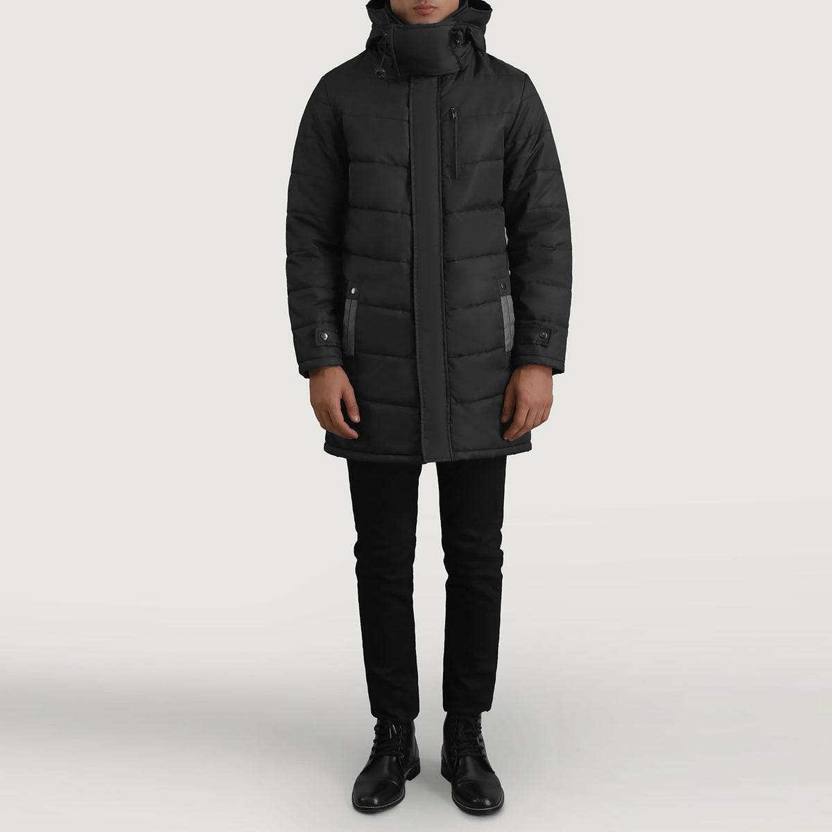 
Moore Μαύρο Hooded Parka Ανδρικό - Πλαϊνή όψη που αναδεικνύει το κόψιμο των μανικιών