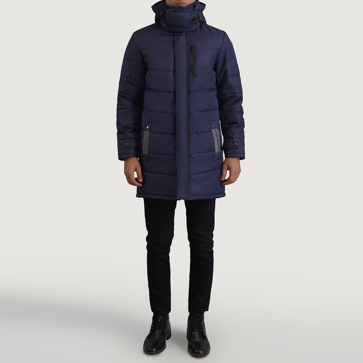 
Moore Μπλε Hooded Parka Ανδρικό - Πλαϊνή όψη που αναδεικνύει το κόψιμο των μανικιών