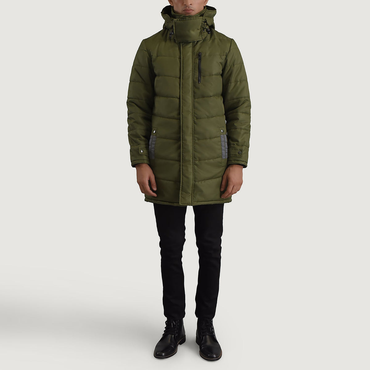 
Moore Χακί Hooded Parka Ανδρικό - Πλαϊνή όψη που αναδεικνύει το κόψιμο των μανικιών