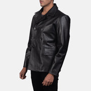 
Black Cowhide leather Blazer - Πίσω όψη με εφαρμογή στους ώμους & καθαρό στρίφωμα