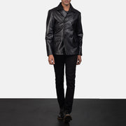 
Mr. Bailey Μαύρο Leather Naval Peacoat Ανδρικό - Πλαϊνή όψη που αναδεικνύει το κόψιμο των μανικιών