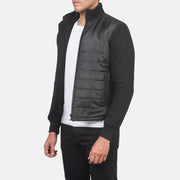 
Black Polyester (Torso) &Amp; Knitted Fabric (Sleeves) Winter Jacket - Πίσω όψη με εφαρμογή στους ώμους & καθαρό στρίφωμα