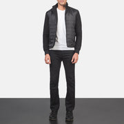 
Nashville Καπιτονέ Μαύρο Windbreaker Δερμάτινο Μπουφάν Ανδρικό - Πλαϊνή όψη που αναδεικνύει το κόψιμο των μανικιών