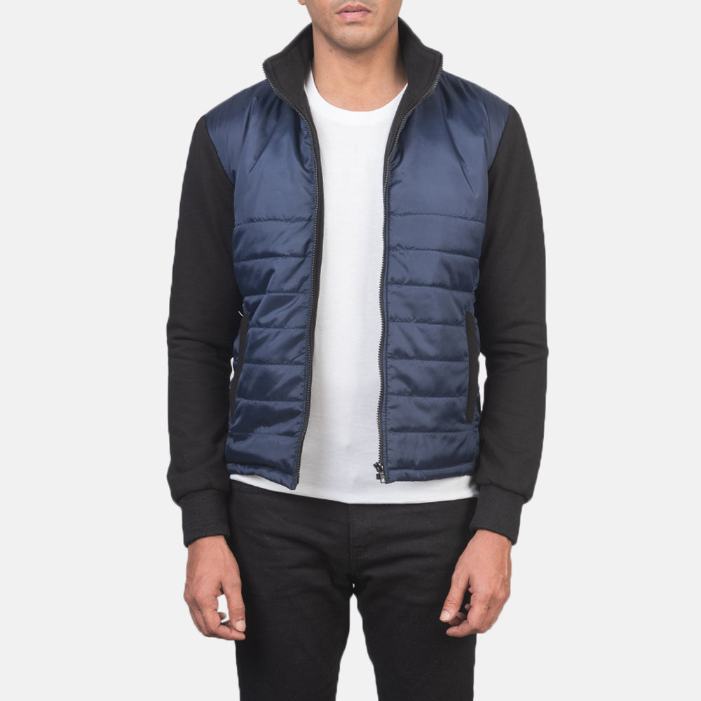 
Nashville Καπιτονέ Μπλε Windbreaker Δερμάτινο Μπουφάν Ανδρικό in Blue & Black Nylon (Torso) &Amp; Knitted Fabric (Sleeves) - Μπροστινή όψη & εφαρμοστή σιλουέτα | Αγορά online
